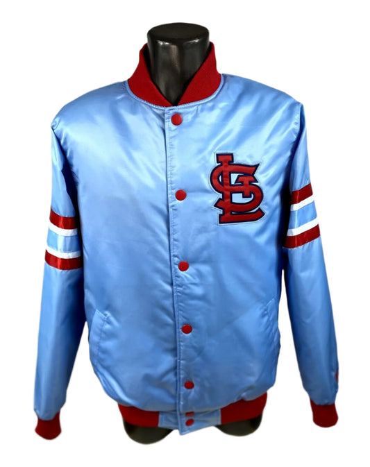 ST. LOUIS CARDINALS Satin Jacket STARTER SKY BLUE MED, LG