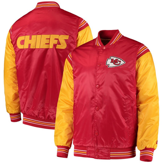 Men's Starter Red/Gold Kansas City Chiefs  Satin Full-Snap - Varsity Jacket