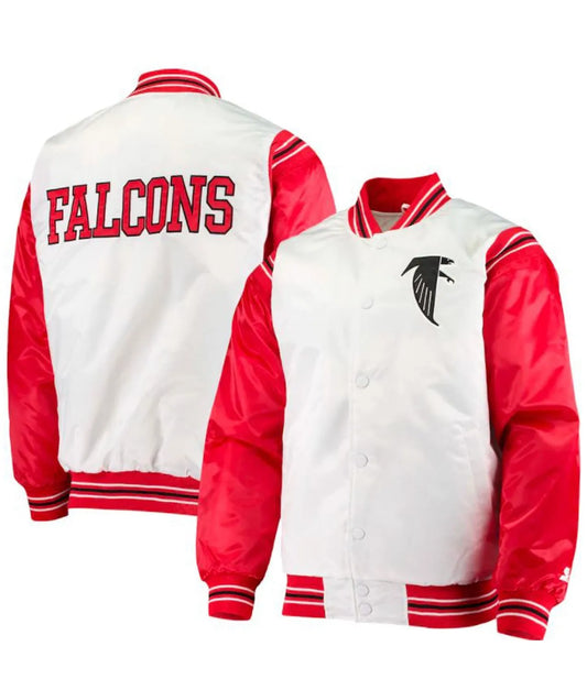 Starter Atlanta Falcons Red and White Satin Jacket