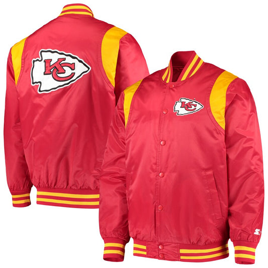 Men's Kansas City Chiefs Starter Red/Yellow  Satin Varsity Full-Snap Jacket