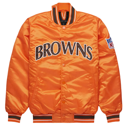 Classic NFL Cleveland browns Satin Varsity Vintage bomber Jacket-03