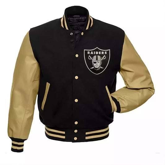 Lettermen Oakland Las Vegas Raiders Varsity Jacket With Genuine Leather Sleeves