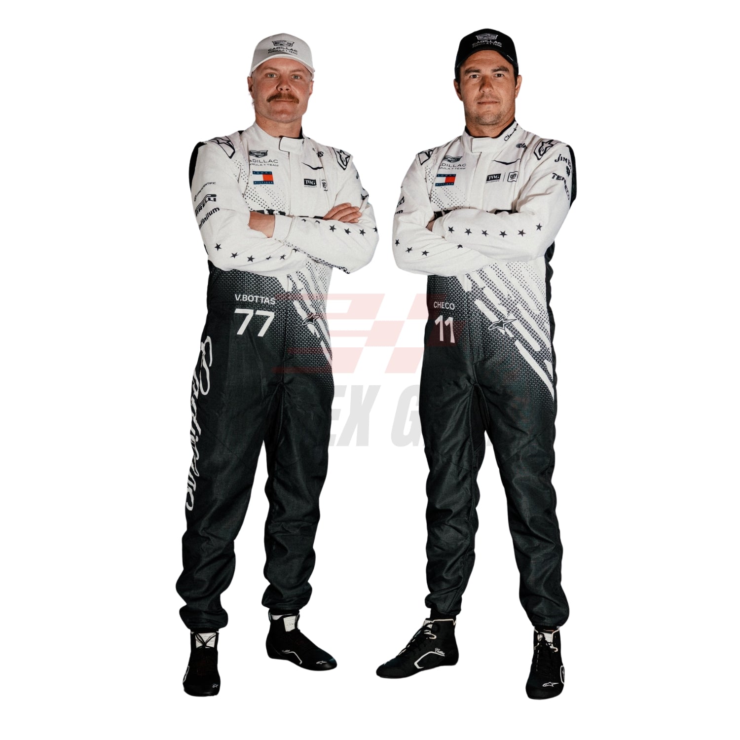 Valtteri Bottas and Sergio Perez Posing In Miami F1 Racing Suit 2026 - Revex Gear
