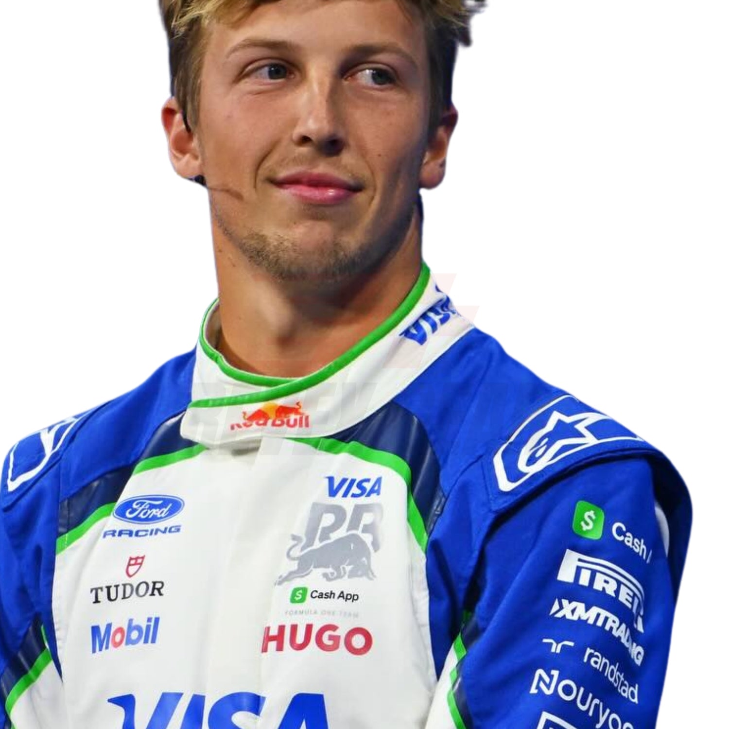 Liam Lawson 2026 racing driver costume close up