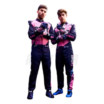 Pierre Gasly with Franco Colapinto 2026 posing in Formula racing costumes