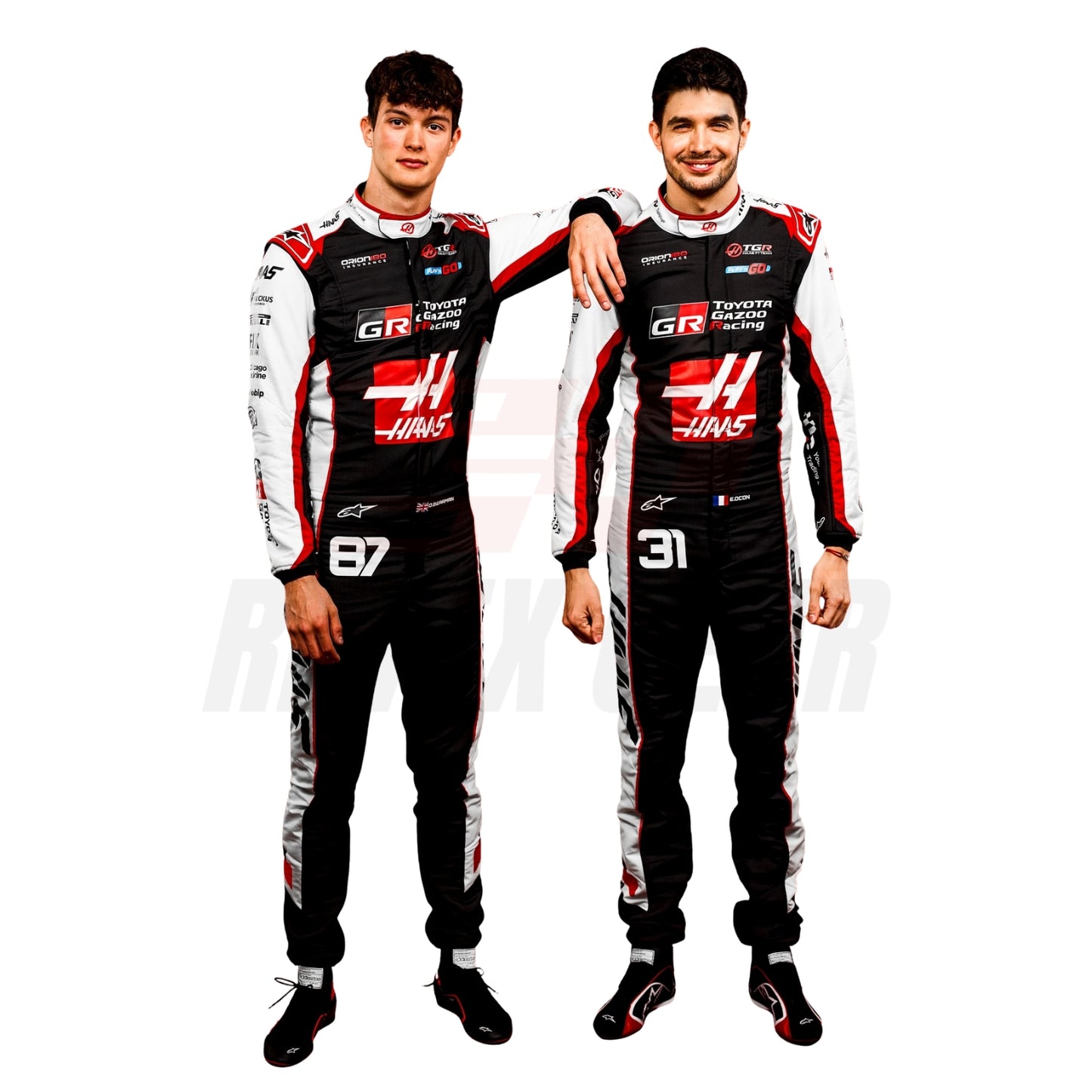 Esteban Ocon and Oliver Bearman wearing 2026 F1 racing suits - Revex Gear
