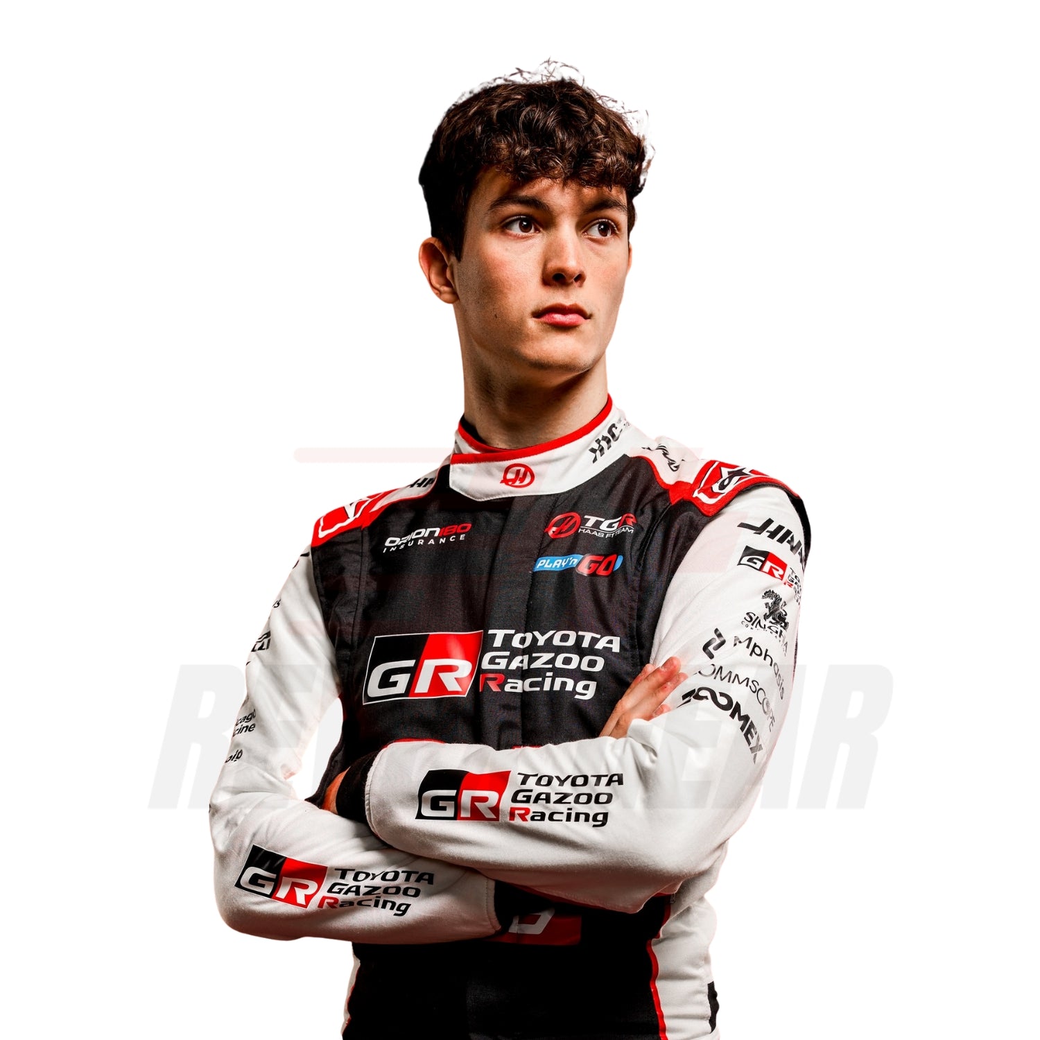 Oliver Bearman racing driver suit 2026 front close view