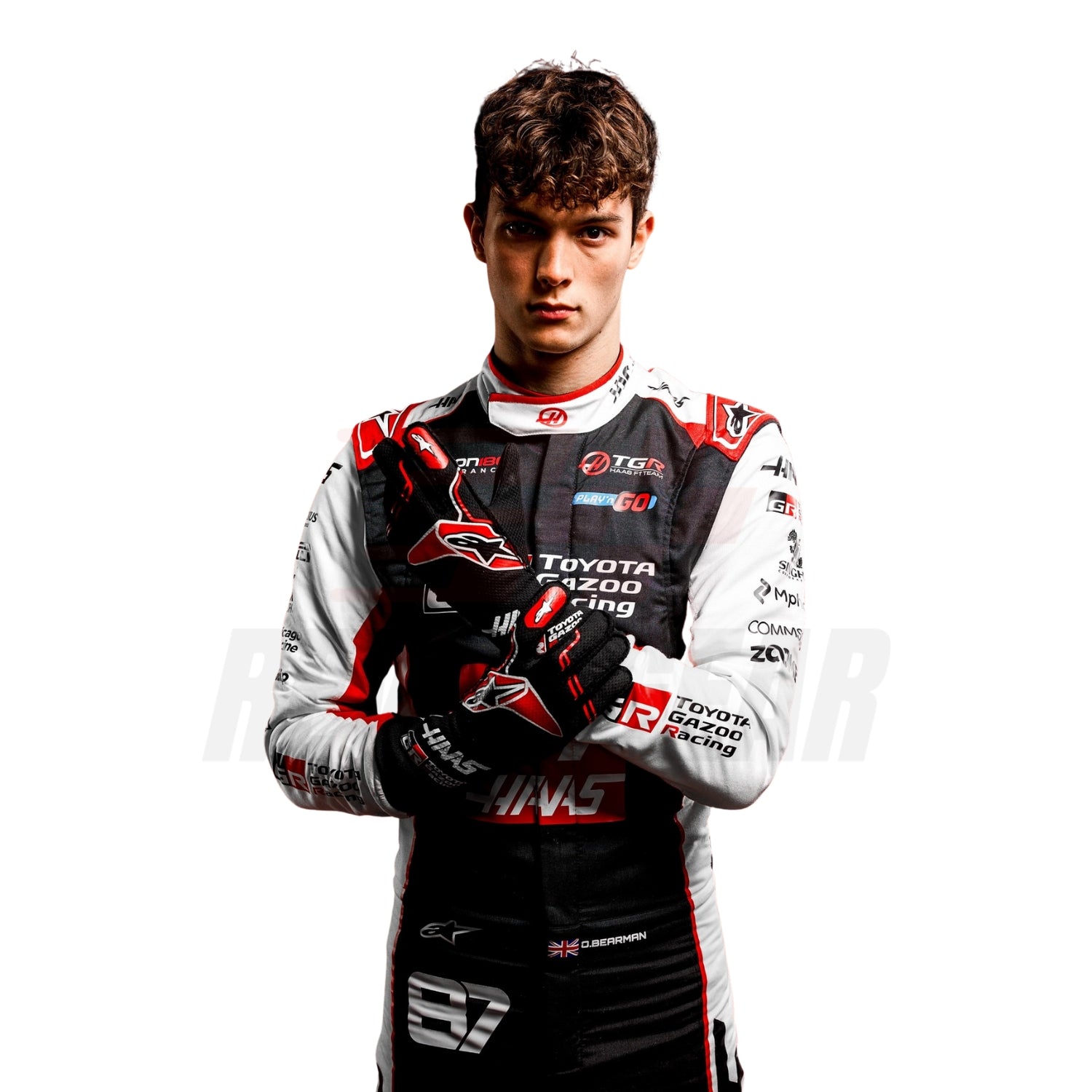 Oliver Bearman wearing 2026 F1 racing suit front look - Revex Gear