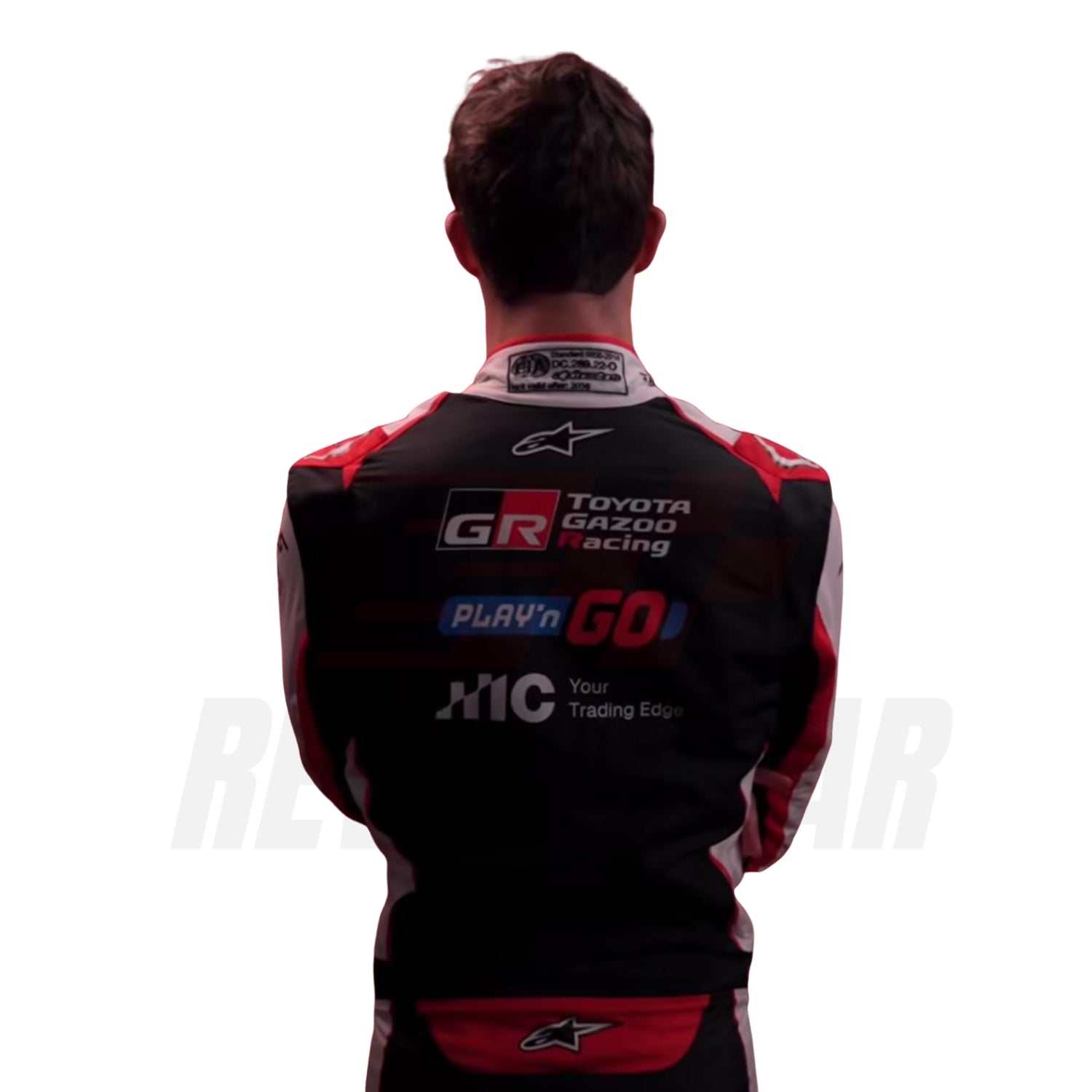 Oliver Bearman wearing 2026 F1 racing suit back view