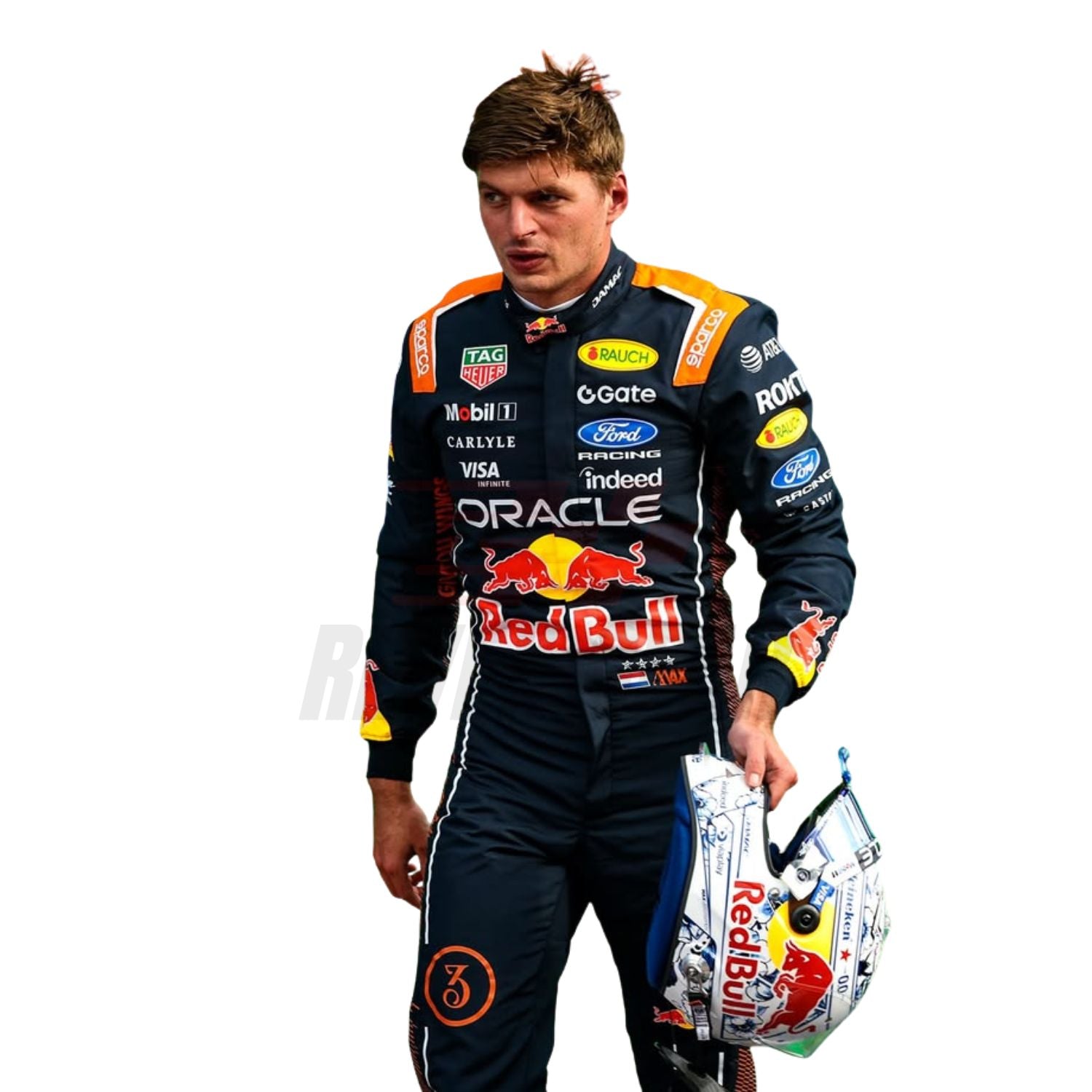 Close View of the Max Verstappen wearing 2026 Dutch GP Suit