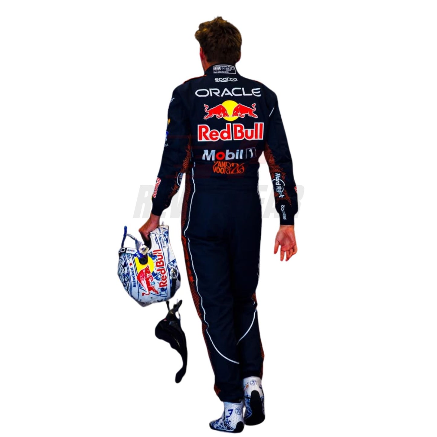 Back View of the Max Verstappen wearing 2026 Dutch GP F1 Racing Suit