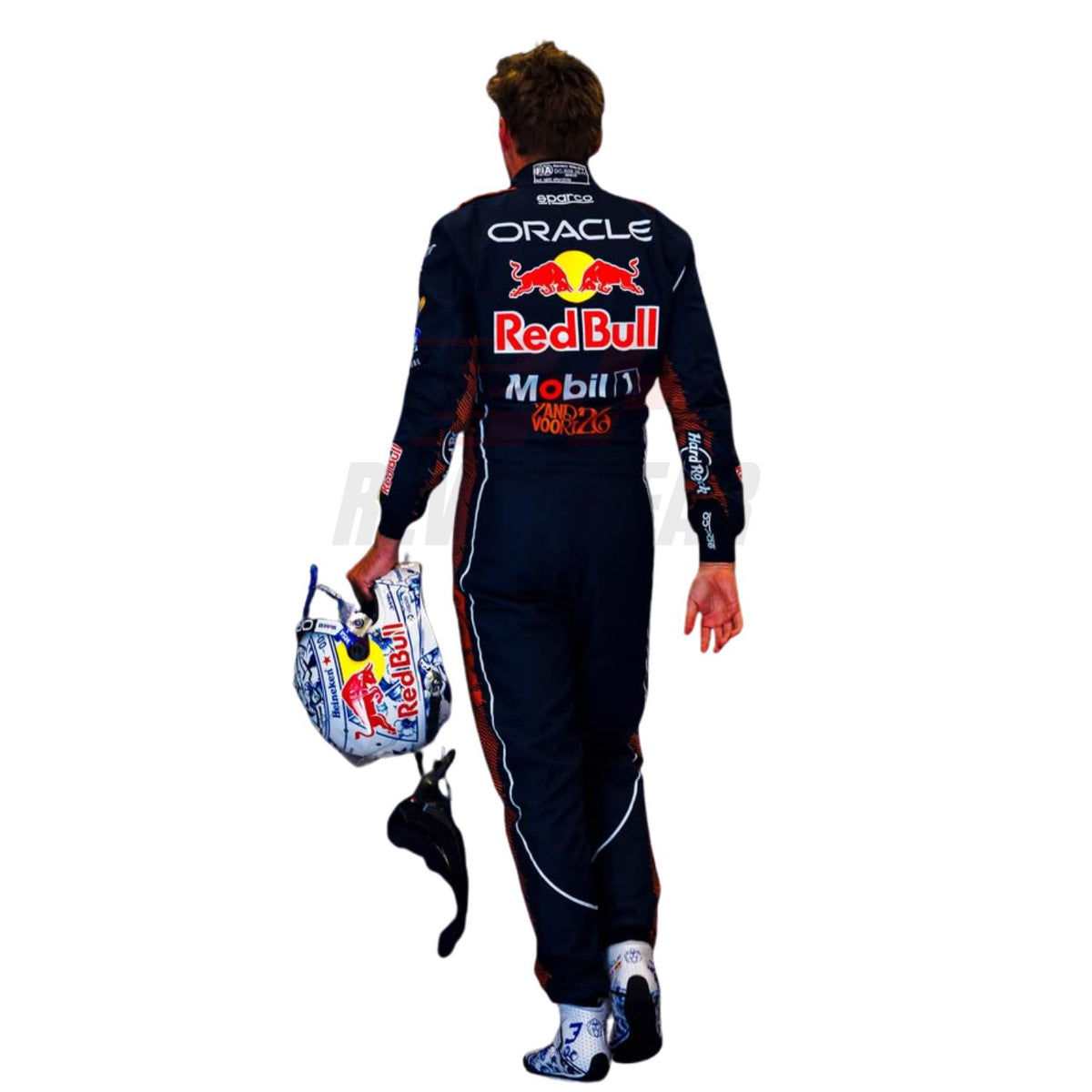 Back View of the Max Verstappen wearing 2026 Dutch GP F1 Racing Suit
