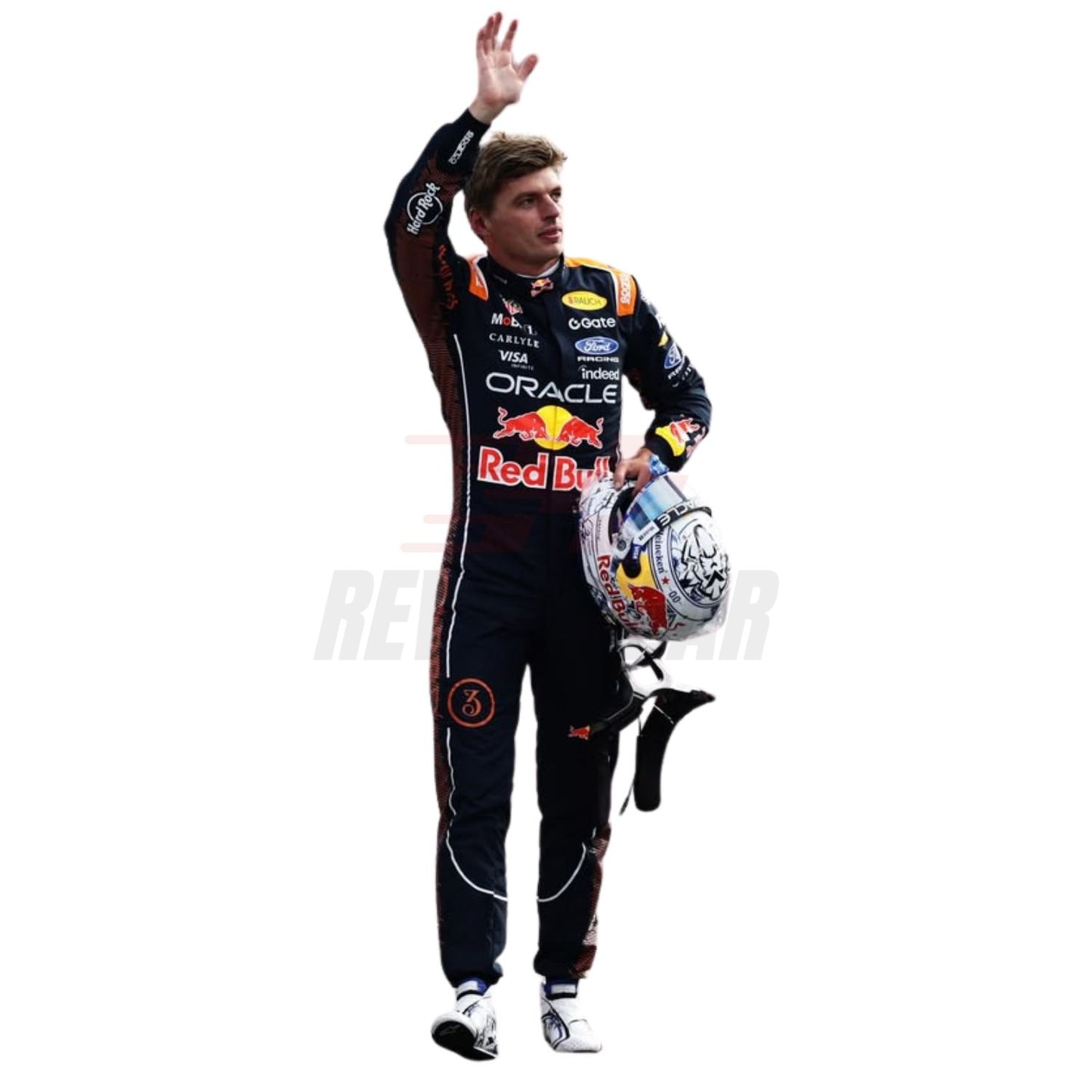Front View of the Max Verstappen wearing 2026 Dutch GP Suit