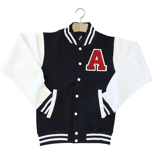 VARSITY BASEBALL JACKET UNISEX PERSONALISED WITH GENUINE US COLLEGE LETTER A