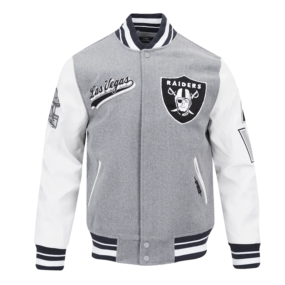 NFL LAS VEGAS RAIDERS SCRIPT TAIL MEN'S RIB WOOL VARSITY JACKET