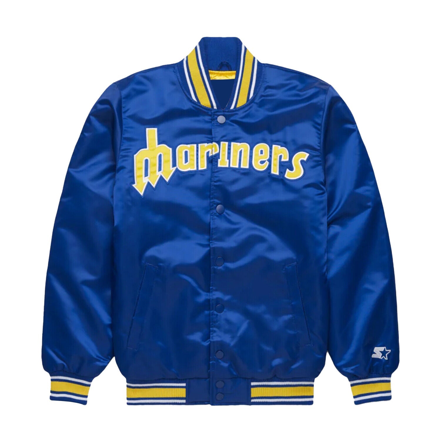 Mariners Royal Satin Baseball Bomber Style Letterman Varsity Jacket