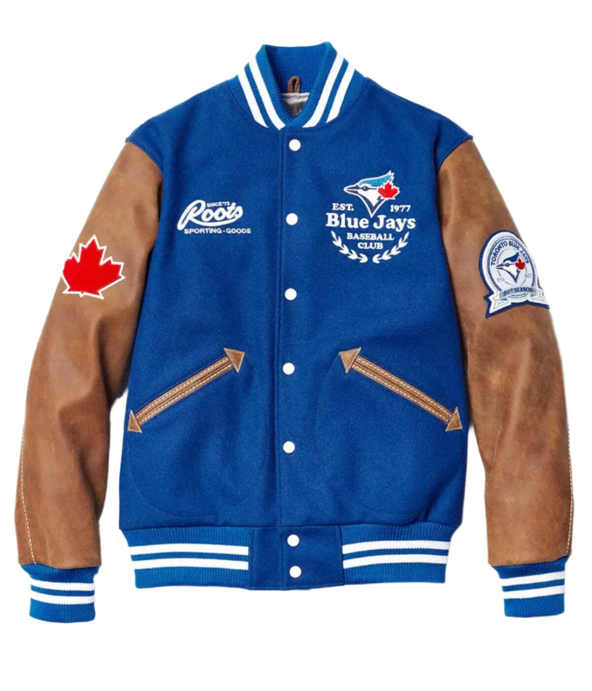 Letterman Toronto Blue Jays Blue and Brown Varsity Jacket
