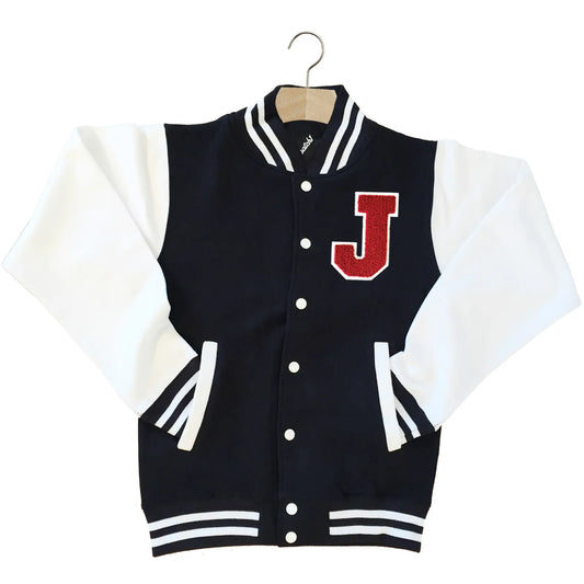 VARSITY BASEBALL JACKET UNISEX PERSONALISED WITH GENUINE US COLLEGE LETTER J