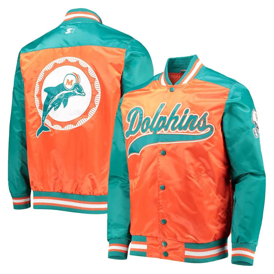 Orange  Miami Dolphins Satin Jacket