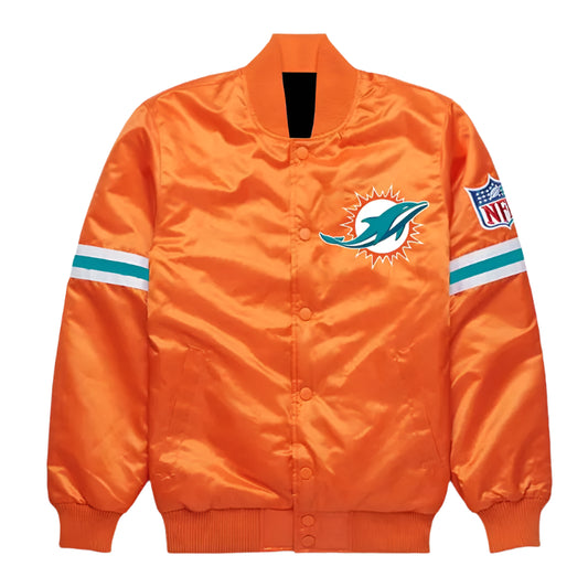 NFL Miami Dolphins Orange Satin Jacket