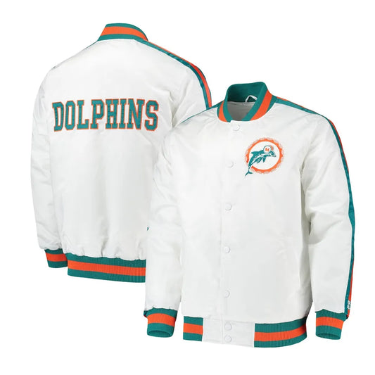 Throwback D-Line Miami Dolphins White Jacket
