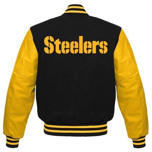 Letterman Pittsburgh Steelers Black and Yellow Varsity Jacket