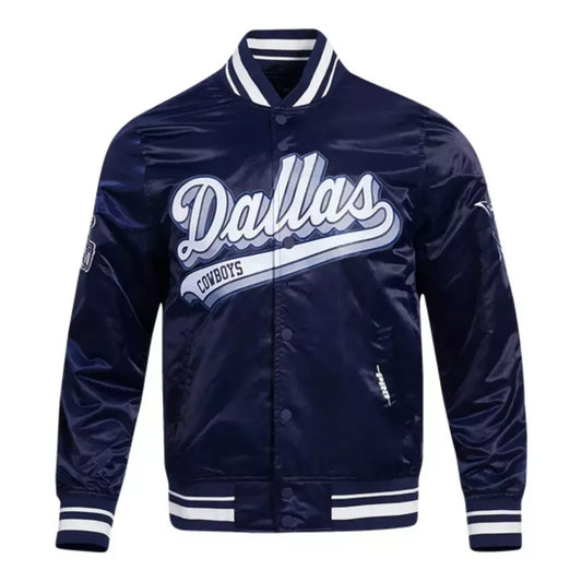 Dallas Cowboys Men's Satin Jacket-Vintage 90's Bomber Style Varsity Jacket