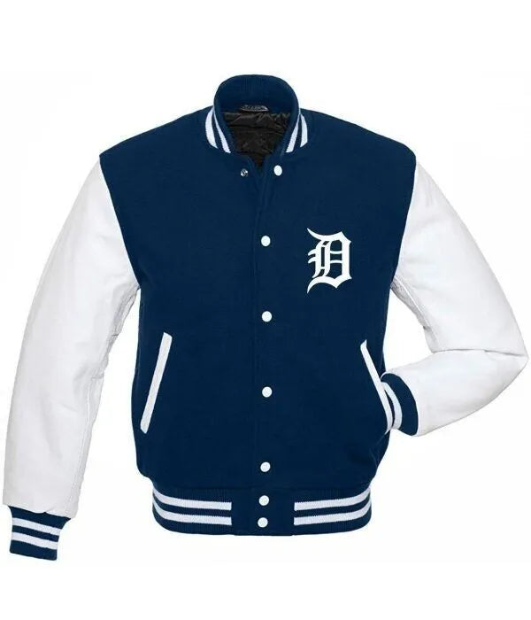 Letterman Detroit Tigers Blue and White Varsity Jacket