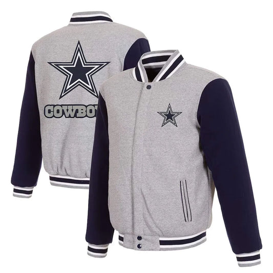 Dallas Cowboys Gray and Navy Varsity Wool Jacket