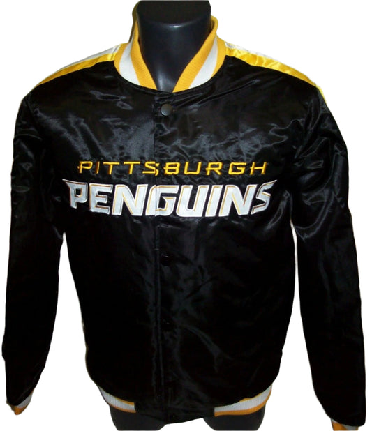 PITTSBURGH PENGUINS Starter Snap Down Jacket BLACK