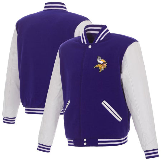 Men's JH Design Purple Minnesota Vikings Wool Full-Zip Jacket