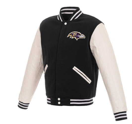 Men's Black/White Baltimore Ravens Jacket