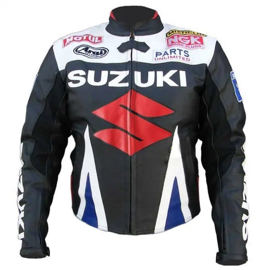 Suzuki Black Blue Racing Jacket with Safety Pads