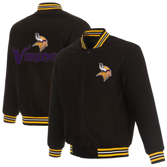Minnesota Vikings Black Wool Bomber Jacket