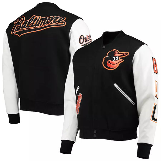 Letterman Baltimore Orioles Pro Standard Black and White Varsity Jacket