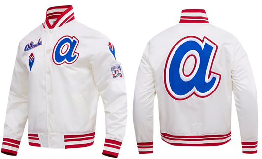 MLB ATLANTA BRAVES RETRO CLASSIC MEN'S RIB SATIN JACKET