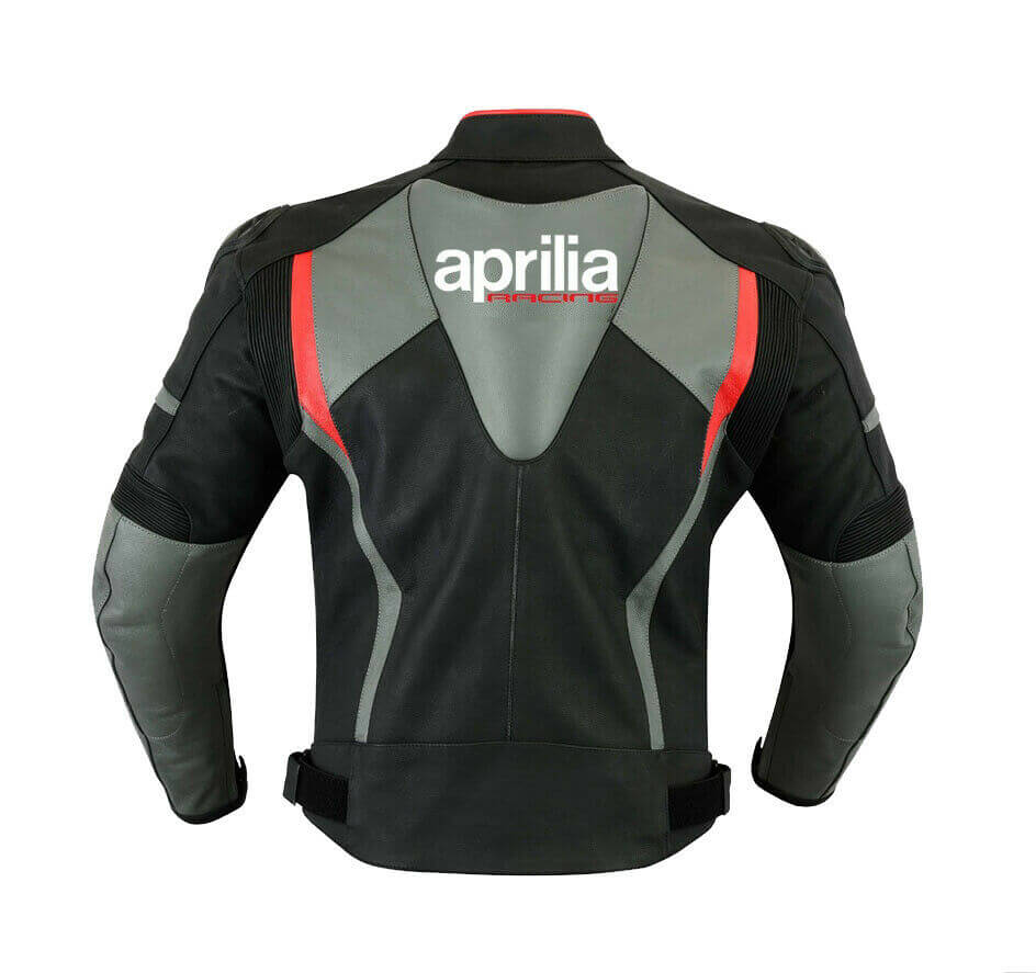 Veste de course en cuir blanc Aprilia homologuée CE