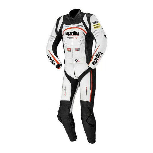 Aprilia Motorcycle White Race Leather Suit