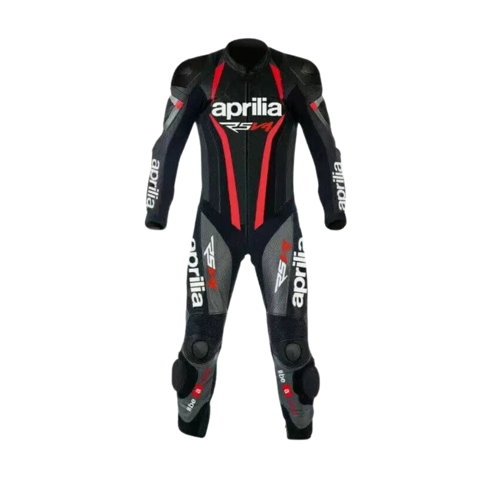 Aprilia RSV4 Motorcycle Black Racing Leather Suit