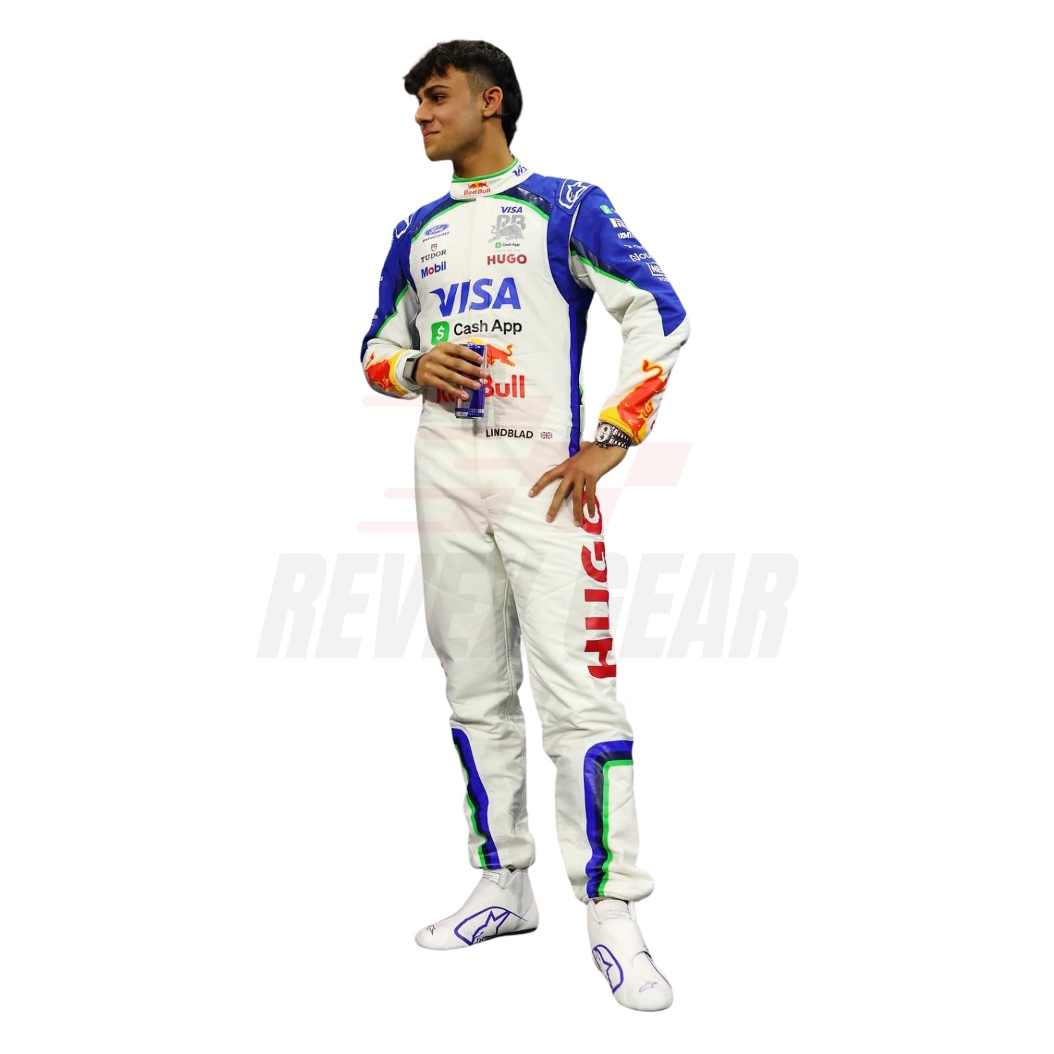 Side View of Arvid Lindblad wearing 2026 F1 Racing Suit 