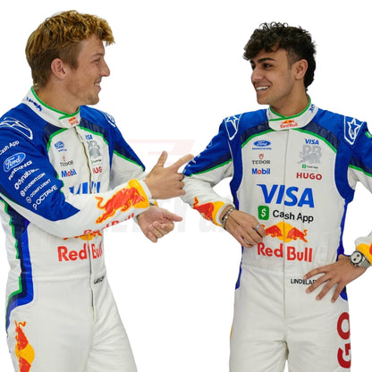 Liam Lawson with Arvid Lindblad chatting with each other