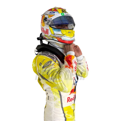 Arvid Lindblad Wearing 2026 Miami GP F1 Racing Suit With Helmet