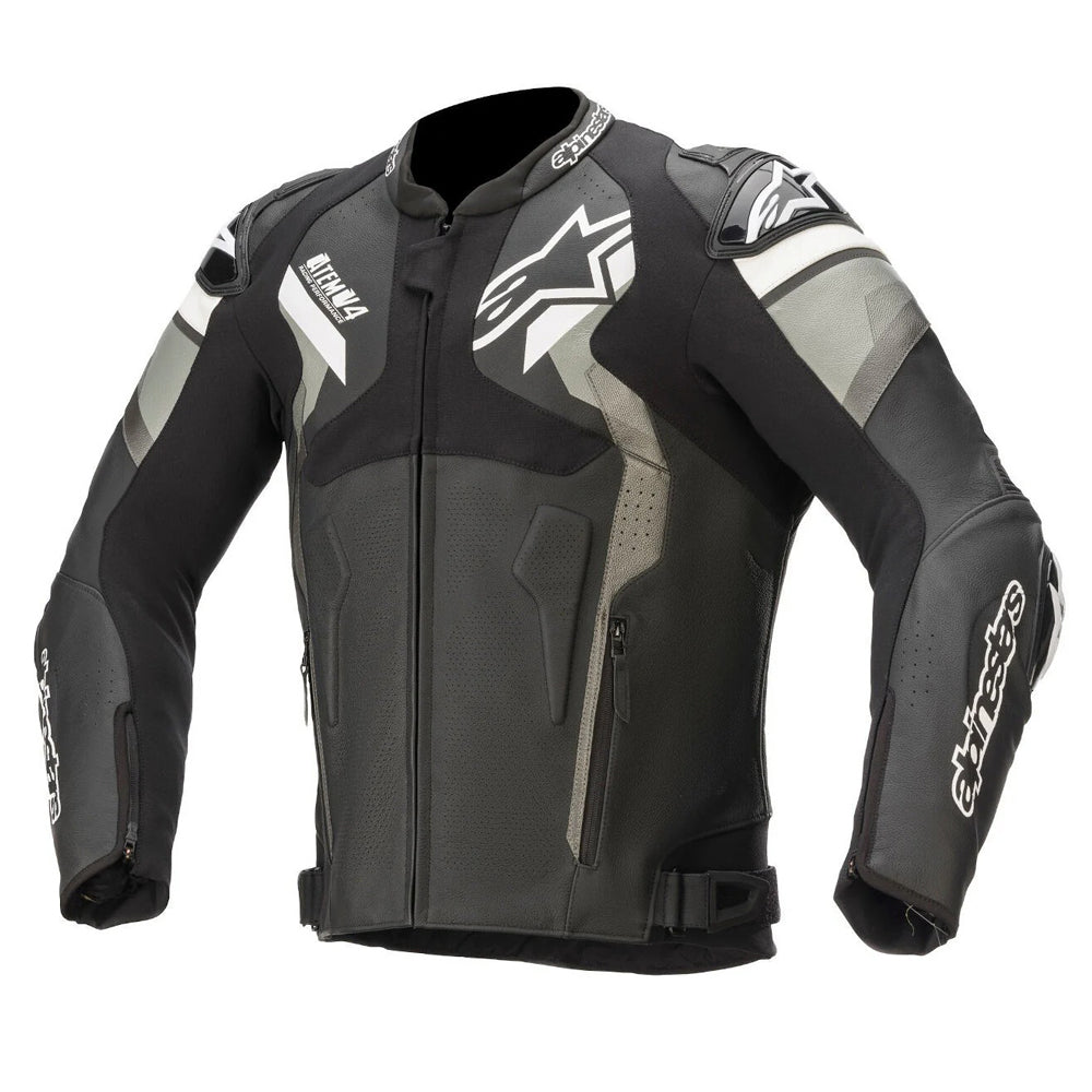Atem V4 Motorbike Leather Jacket Black Gray White