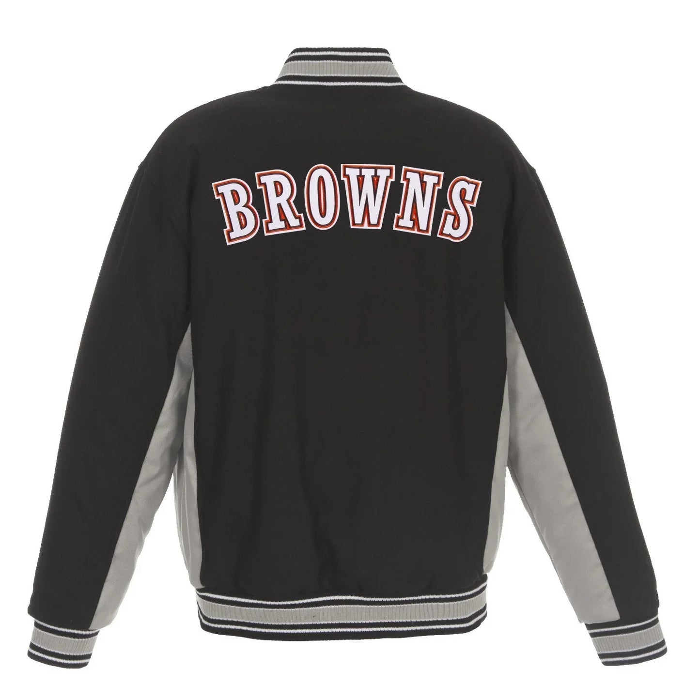 CLEVELAND BROWNS JH DESIGN WOOL REVERSIBLE FULL-SNAP JACKET – BLACK