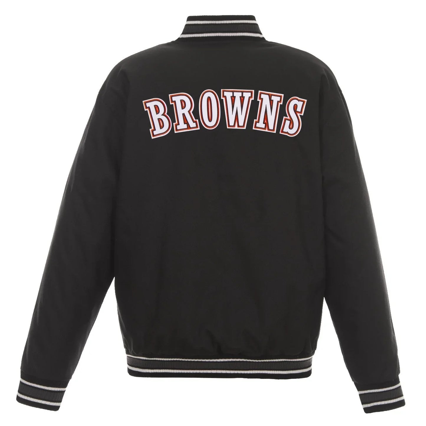 CLEVELAND BROWNS SATIN  VARSITY JACKET - BLACK