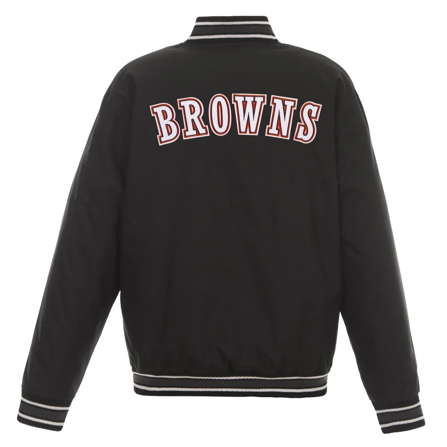 CLEVELAND BROWNS SATIN  VARSITY JACKET - BLACK