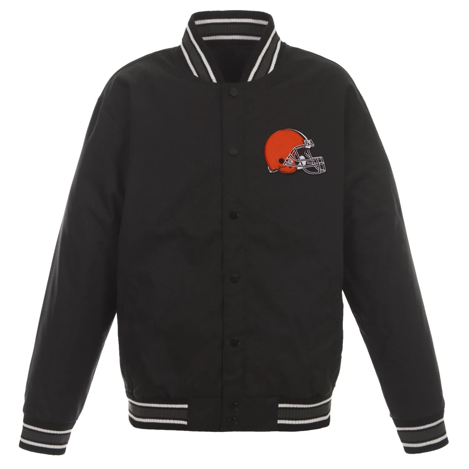 CLEVELAND BROWNS SATIN  VARSITY JACKET - BLACK