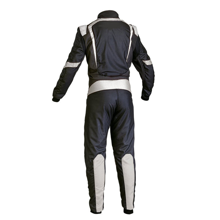 Back View Of black go-kart driver racing wear 
