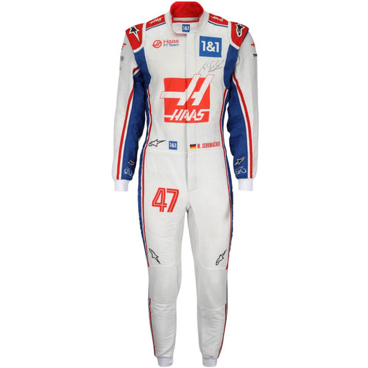 White and Red Mick Haas F1 racing suit-215