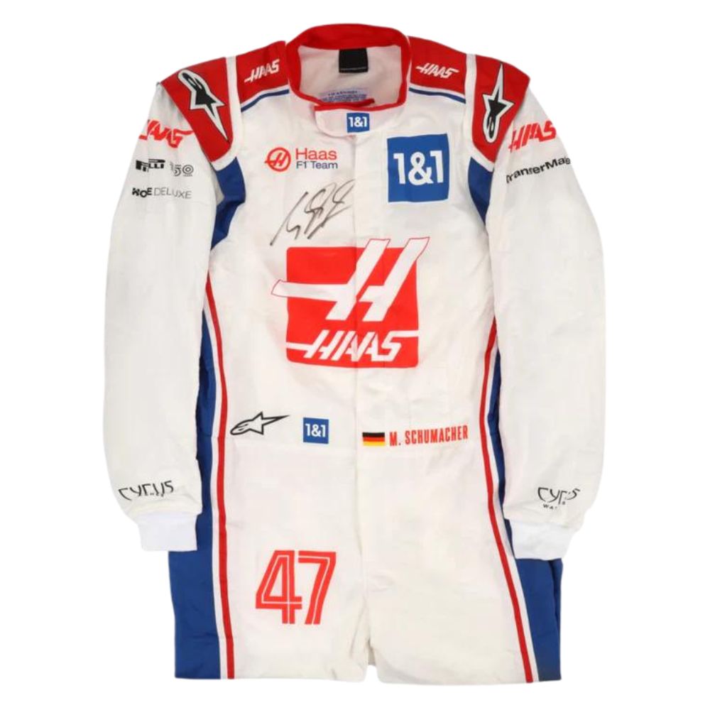 White and Red Mick Haas F1 racing suit-216